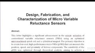 Design Fabrication and Characterization of Micro Variable Reluctance Sensors [upl. by Janerich]