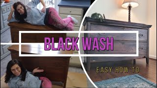 How to black wash furniture easy with chalk paint  Black washing furniture technique aged furniture [upl. by Rhoda838]