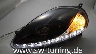 SWDrl Scheinwerfer Fiat Grande Punto 0809 Typ199 black Tagfahrlicht SWTuning [upl. by Calendre]