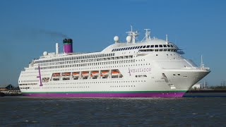 Ambassador Cruise lines Ambience departing Tilbury for first time [upl. by Reisinger]