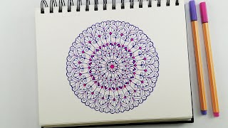 Easy amp Beautiful Mini Mandala in Pink amp Purple  How to Draw Colorful Mandala Art for Beginners [upl. by Abeu]