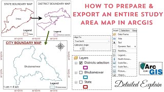 How to Make a Full Study Area Map using ArcGIS Layout Editor  Detailed Explanation Tutorial gis [upl. by Amat]