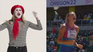 Anna Hall explains the heptathlon with a mime [upl. by Toddy531]