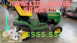 Flipping a 325 L130 John Deere Lawn Tractor Restoration fixing How to fix amp Sell [upl. by Nue]