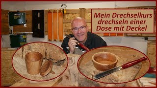 Drechseln einer Dose mit Deckel  Mein Drechselkurs mit HABU  Kreith 32  Küstenholz [upl. by Labaw44]