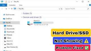 Hard DriveSSD not Showing in Computer  Only C Drive showing in computer D Drive and other missing [upl. by Innep12]