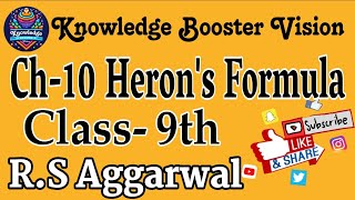 HERONS FORMULA  CHAPTER 10 CLASS 9TH  EXERCISE 101 RS AGRAWAL  VEERENDRA SIR [upl. by Anaeirb566]