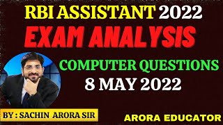 RBI ASSISTANT MAINS Exam Analysis  8 May 2022  RBI Assistant Computer Asked Questions [upl. by Aicxela158]