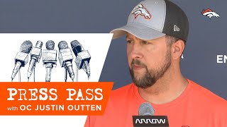 OC Justin Outten Thirdround pick Greg Dulcich has done an excellent job during rookie minicamp [upl. by Toh280]