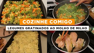 JANTARZINHO DELICIA Legumes gratinados com creme de milho e frango [upl. by Raddi]