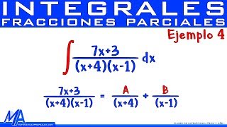 Integración por fracciones parciales  Ejemplo 4 Factores lineales diferentes [upl. by Sidonia257]