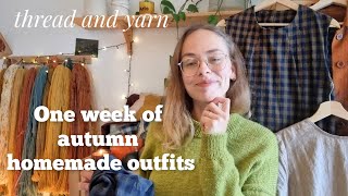 One week of homemade autumn outfits 🍂🍄 knitting dyeing and sewing my handmade wardrobe [upl. by Prosperus]