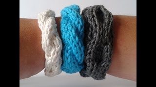 KNITTING TUTORIAL  RING CABLED BRACELET [upl. by Abad]