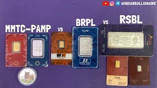 MMTCPAMP vs BRPL vs RSBL  Gold Silver amp Platinum CoinsBars  Indian Bullionaire [upl. by Yecad]