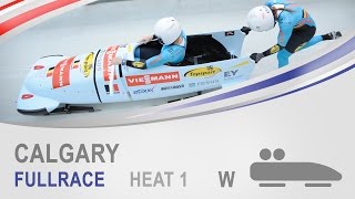 Calgary  Womens Bobsleigh Heat 1 World Cup Tour 20142015  FIBT Official [upl. by Ppik959]