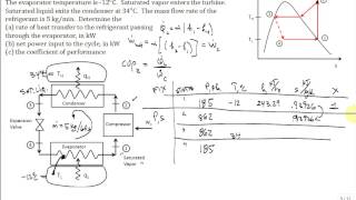 Calc Vapor Compression Refrigeration Cycle R134a [upl. by Daniala537]