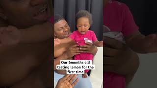 6 months baby testing Lemon for the first time her reaction is everything to make your day 🤣🤣 [upl. by Ahsytal]