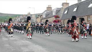 Scotland the Brave as the Massed Pipes and Drums march off after 2022 Dufftown Highland Games [upl. by Nnylarak805]