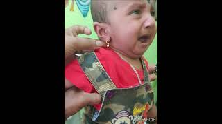 my cute son Ear Piercing for my sweet cherry gandhari [upl. by Tullius]