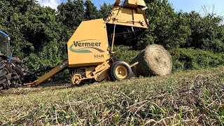 Second cut hay 2024 cutting tedding raking and baling [upl. by Derdle]