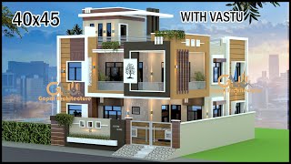 40X45 3D House Design  East Facing House Plan With Vastu  Villa Design  Gopal Architecture [upl. by Nhojleahcim448]