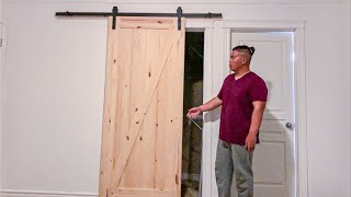 How to Install a Barn Door to make more Room for a Closet [upl. by Ahsert579]