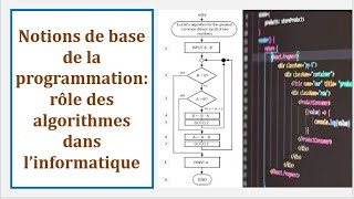 Notions de la programmation  rôle des algorithmes dans l’informatique Logigramme ou pseudocode [upl. by Dlarej]