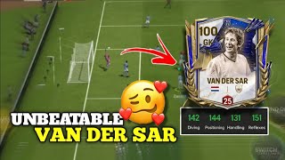 TOTY VAN DER SAR  100 OVR MAXED TOTY VAN DER SAR GAMEPLAY REVIEW  BEST GK IN FC MOBILE [upl. by Nevets]