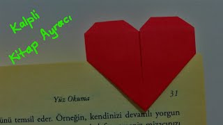 KAĞITTAN KALPLİ KİTAP AYRACI  Origami kitap ayracı Kalpli Kitap Ayracı [upl. by Etteval]