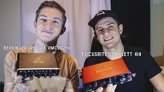 Focusrite Scarlett 4i4 VS Behringer Uphoria UMC202HD en Español  Con test de audio 🎵 Review [upl. by Falito]