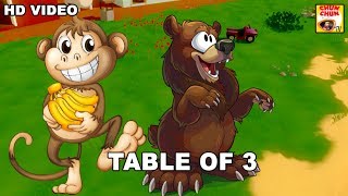 Learn Table of 3  3 x 1  3  Learn Multiplication Table Of Three  Fun amp Learn Video [upl. by Eastlake]