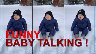 FUNNY BABY TALKING ON THE SNOW [upl. by Ardnued674]