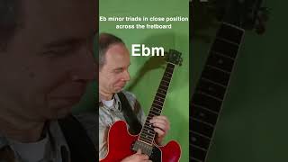 Eb minor triads in close position across the fretboard guitar guitarpractice jazz chords music [upl. by Cathryn645]