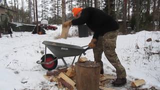 Winkler Knives II Combat axe and splitting firewood [upl. by Lhary748]