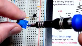 2N3906 PNP BJT current source set with trimpot voltage divider circuit build by electronzap [upl. by Nalyr]