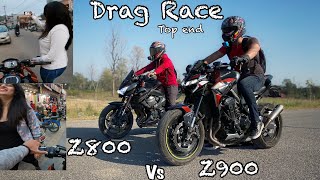 🥵Drag race😈Kawasaki Z900 vs Z800  kawasakiz900 cutegirlreaction dragrace z800 reaction race [upl. by Basilius]