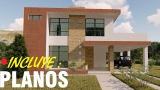 PLANOS DE CASAS DE 2 PLANTAS CON 4 RECAMARAS  Plano de casa con 2 Pisos y 4 Dormitorios [upl. by Jacquelin]