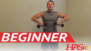 15 Minute Beginner Weight Training  Easy Exercises  HASfit Beginners Workout Routine  Strength [upl. by Fanestil]