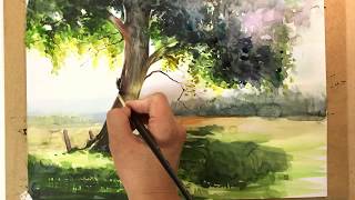 〔Landscape watercolor 〕 tree watercolor painting 풍경수채화 나무그리기 [upl. by Oal]