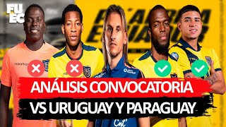 ANÁLISIS CONVOCATORIA de ECUADOR para ENFRENTAR a URUGUAY y PARAGUAY 🇪🇨 [upl. by Leasi]