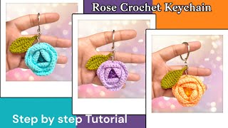 Crochet Rose Keychain  Crochet Charm  Crochet Hangings crochetrose crochet crochetkeychain [upl. by Atnuahc879]