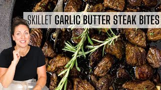 GARLIC BUTTER STEAK BITES  Easy recipe for weeknight steak dinner [upl. by Nuncia]