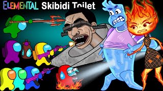 AMONG US VS ELEMENTAL  SKIBIDI TOILET John Toonz animation Tutorial among us [upl. by Arhaz932]