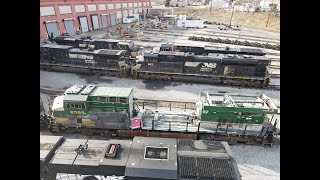 NS 8099 quotSouthernquot Heritage Unit at Juniata Locomotive Shop getting repairs from derailment damages [upl. by Graehme119]