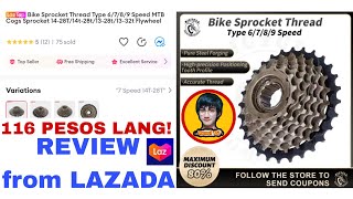 BIKE SPROCKET THREAD TYPE 6789 SPEED MTB COGS 131428t32t FLYWHEEL REVIEW from LAZADA [upl. by Enautna97]