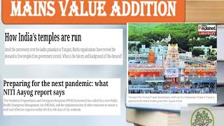 Mains Value Addition  Current Affairs  Management of Temples NITI Report Next Pandemic [upl. by Simmie727]