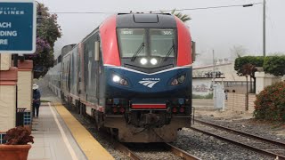 Amtrak Coast Starlight 11 flying pass Grover Beach Amtrak Station [upl. by Rehpotsirhk]