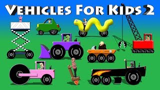 Vehicles For Kids 2  ATV Grader Roller Crane Loader Lift Electric Car [upl. by Jarret]