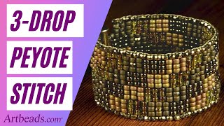 How to Do 3Drop Peyote Stitch with Seed Beads [upl. by Mateya]