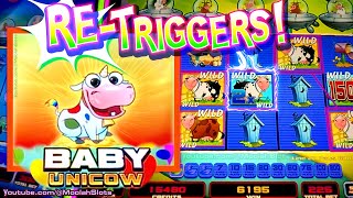 BABY UNICOW RETRIGGERS LIVE BONUS on Journey to the Planet Moolah CASINO SLOTS [upl. by Eenerb]